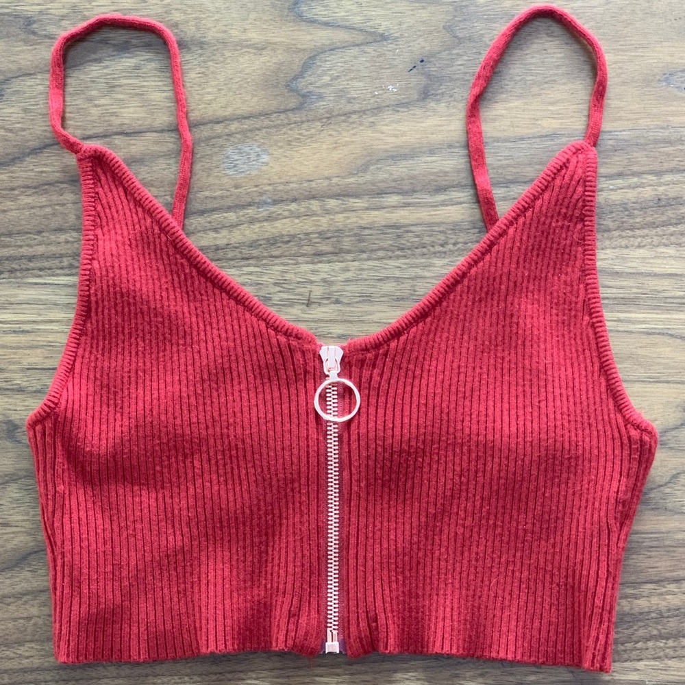 For Love And Lemons Knitz Red Crop Top Large
